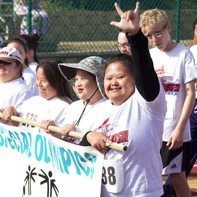 Athletes march in the opening ceremony of the Special Olympics at the 69 track and field in San Diego